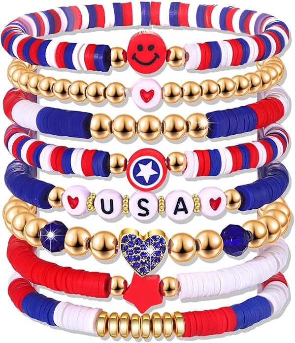 Surfer Heishi Bracelets for Women Stackable Rainbow Vinyl Disc Clay Beaded Stretch Bracelets Elastic Layering Friendship Bracelets Boho Summer Beach Jewelry