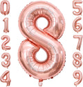 40 Inch Rose Gold Number Balloon 8, Large Number Foil Balloons Mylar for Girl Boy Birthday Party Celebration Decorations Supplies, Digital Balloons for Wedding Anniversary Events Decorations