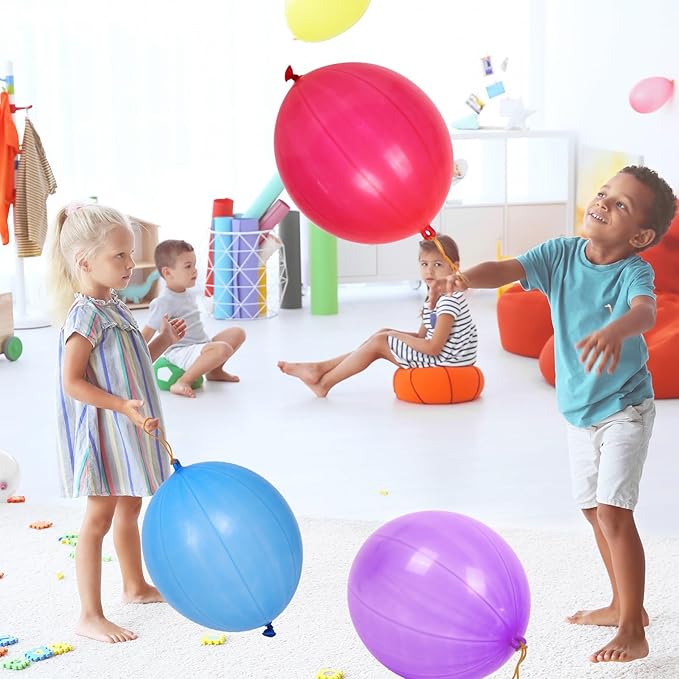 rubfac 30Pcs Punch Balloons, Party Favors for Kids, Thickened Heavy Duty Neon Punching Bounce Balloon for Easter Egg Fillers,Birthday Party Goodie Bag Stuffers Exciting Outdoor Play Supply