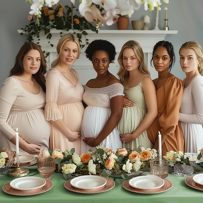 12 Pack Plastic Sage Green 54 X 108Inch Disposable Easter Scalloped Table Cloth, Waterproof Covers for Rectangle Table – Spring BBQ Picnic Wedding Bridal Shower Baby Shower Tea Party