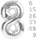 40 Inch Number 8 Balloon, Silver 8 18 28 80 Birthday Balloons for Men Boys, 8th Birthday Decorations Party Supplies, Wedding, Graduations