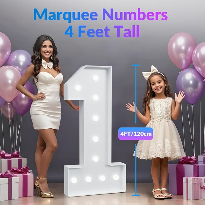 JoyMuse 4FT 60 Marquee Numbers, Large Light Up Numbers 60 for 60th Birthday Decorations Cool White Light Number 60 for Anniversary Birthday Party Decor