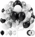 Black and Silver Balloons, 100Pcs 12inch Black White Metallic Chrome Silver Confetti Balloons with 1 Ribbon for Birthday, Baby Shower, Wedding, Graduation Theme Party Decoration