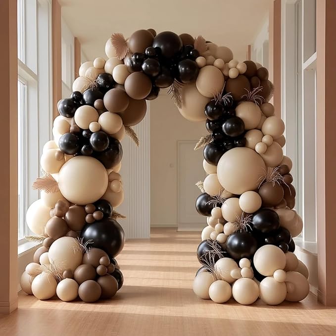 160Pcs Black Brown Nude Balloon Garland Arch Kit Dark Brown Nude Tan Black Balloons for Boy First Rodeo Wild West Country Birthday Farm Fiesta Party Decorations