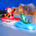 FunFanso 11 FT Christmas Inflatable Santa Claus Fishing on The Boat, Blow up Outdoor Decorations with Built-in Bright LED Lights, Vibrant Xmas Festival Decor for Lawn Yard Garden Holiday Party Porch
