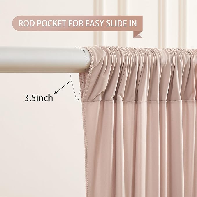 Nude Blush Backdrop Curtains-Wrinkle-Free Polyester Photography Drapes Party Curtain Background for Baby Shower Wedding Decorations- 8 X10FT
