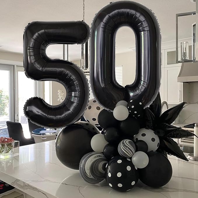 Number Balloons Black Party Balloon - Giant Number 10 Balloon, 40 Inch Large Balloon for Birthday Decorations, Black Party Supplies for Men Women
