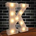 Light Up Letters Marquee Sign, 26 Alphabet LED Lights, Battery Powered, White Plastic, Perfect for Engagement, Wedding, Baby Shower, Birthday Parties - Letter K