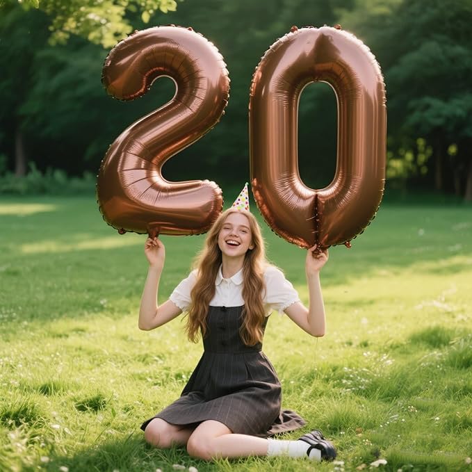 40 Inch Dark Brown Balloon Number 0 Balloon,Chocolate Jumbo Mylar Foil Helium Balloon for 10 20 30 40 50 60 70 2025 Birthday Digital Balloons for Birthday Party,Wedding Anniversary Party Decorations