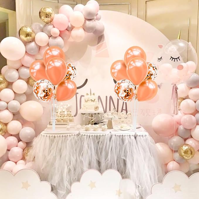 Rose Gold Balloon Stand Centerpiece Table Decorations for Birthday Anniversary Engagement Wedding Bridal Shower Graduation Mother's Day Party Decorations New Years Eve 2026(Rose gold set4)