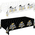 2026 Graduation Decorations : 2-Pack Congrats Grad Disposable Tablecovers - Class of 2026 Black and White Themed Table Cloths, for Graduation Party Supplies & Graduation Backdrop, 54" X 108"