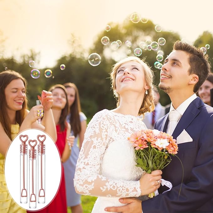 Shappy 100 Pcs Wedding Party Favor Bubble Bulk Rose Gold Key Shape Bubble Wand for Guests Send Off for Recuerdos De Boda Bridal Shower Anniversaries Celebration Goody Bag Stuffers Filler