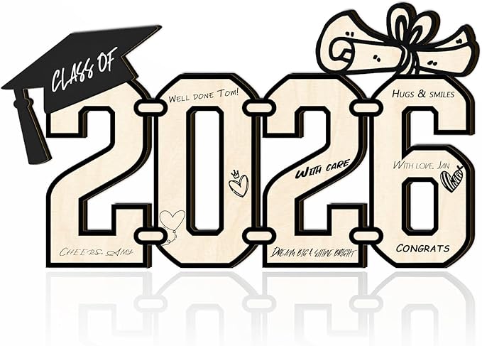 Class of 2026 Graduation Wood Sign, Grad Celebration Keepsake Party Centerpiece & Photo Booth Prop Graduate Gift for College/High School