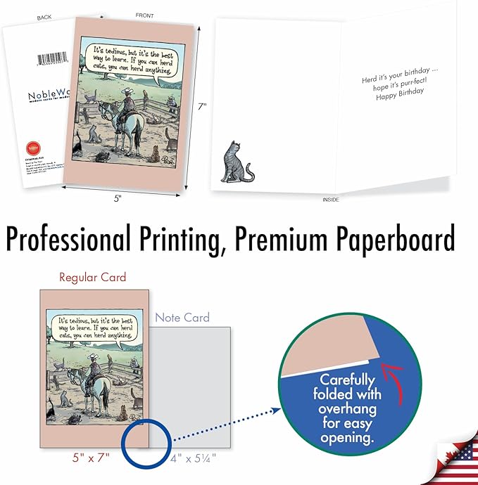 NobleWorks - 1 Funny Cartoon Birthday Greeting Card - Comic Humor, Happy Birthdays Celebration Card - Herd Anything C9285BDG