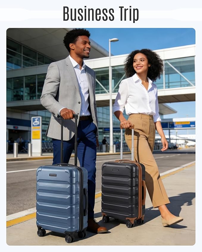 LIGHT FLIGHT Carry On Luggage 22x14x9 Airline Approved, Expandable Carry On Suitcases with Wheels, Lightweight Luggage, Durable Hard Shell 20 Inch Rolling Suit Case for Men Women Travel, Gray