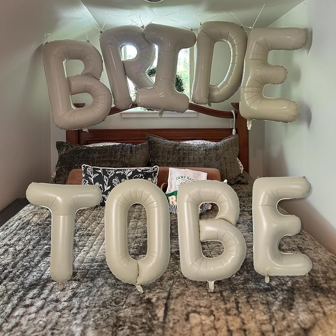 40 Inch Beige BRIDE TO BE Foil Balloons, Gaint Cream Bride Balloon Bachelorette Party Decorations, Large Ivory BRIDE TO BE Mylar Balloon Letter Banner for Engagement Bridal Shower Sign Hen Party Decor
