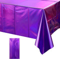 FunnyPars 1 Pack Iridescent Purple Plastic Tablecloths, Shiny Disposable Laser Rectangle Table Covers, Foil Tablecloth Iridescent Party Decorations for Kpop Birthday Bridal Wedding Decor, 54x108 Inch
