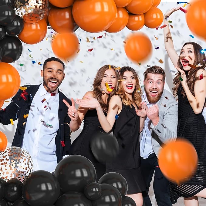 Orange And Black Balloons Arch Kit,130 Pcs Rose Gold Confetti Balloons Garland for Easter Birthday Halloween Birthday Party Decoration