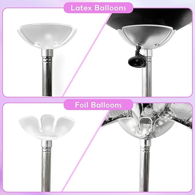TEKXYZ Telescoping Balloon Stand Set of 2, 1.5ft to 7ft Free Adjustable Metal Balloon Column Stand for Party Decorations