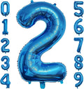 40 Inch Blue Number Balloon 2, Large Number Foil Balloons Mylar for Girl Boy Birthday Party Celebration Decorations Supplies, Digital Balloons for Wedding Anniversary Events Decorations