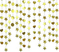Gold Dot Heart Star Streamers 19.8 Feet Paper Garlands Glitter Disco Garland Hanging Banner for Birthday Homecoming Classroom Mothers Day Wedding Engagement Birthday Party Supplies