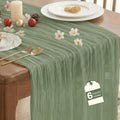 IVAPUPU 6 Pcs Cheesecloth Table Runner - 10ft Sage Green Easter Spring Boho Gauze Cheese Cloth Table Runners for Baby Shower Decoration Wedding Party Garden Farmhouse