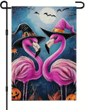 Halloween Flamingo Garden Flag 12x18 Inch Double Sided Outside Funny Seasonal Farmhouse Yard Outdoor Flag