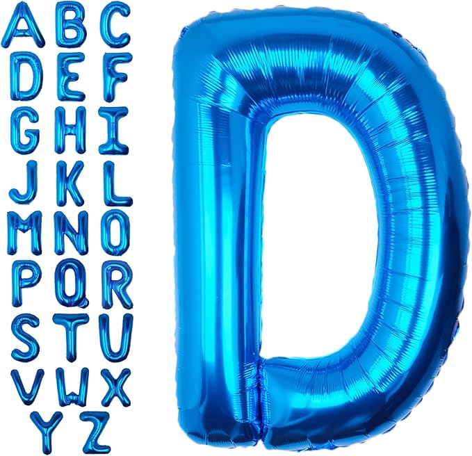 40Inch Blue Letter D Balloon Foil Helium Letter Balloons A-Z Giant Large Mylar Big Party Balloon for Birthday Party Decorations