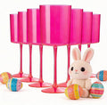 Ciaell 12 Pack Plastic Wine Glasses - 10Oz Hot Pink Plastic Wine Glasses With Stem - Disposable Stemmed Cups for Parties & Weddings & Easter