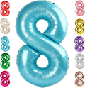 40 Inch Number 8 Balloon, Pearl Blue 8 18 28 80 Birthday Balloons for Men Boys, 8th Birthday Decorations Party Supplies, Wedding, Graduations