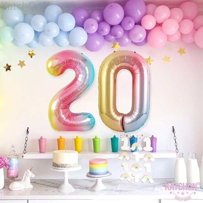 KatchOn Large, 40 Inch Rainbow Number 0 Balloon - Colorful, Giant Foil Mylar Balloon for Unisex Kids & Adults - Multicolor, 1 Count, Anniversary, Birthday, Unisex, All Ages