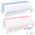 WNINK 2 Pack Pink and Blue Tablecloths, Gender Reveal Disposable Plastic Waterproof Table Cover for Boy or Girl Gender Reveal Party, Baby Shower, Birthday Party Decorations 54" x 108"