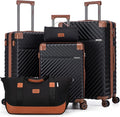 Cosbarn Luggage Sets 5 Piece with TSA Lock Spinner Wheels, Unisex Hard Case ABS Suitcase Set, Hardshell Lightweight Waterproof Travel Hardside Suitcases with Wheels for Women Men, Black