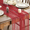 Artoid Mode 6PCS Pearl Red Gauze Table Runner 120 Inch 10FT, Seasonal Sheer Dining Holiday Wedding Birthday Baby Shower Table Decor for Home Party