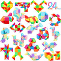 24 Pack Magic Snake Cube Fidget Toys for Kids - 24 Blocks Rainbow & Macaron Twist Puzzle, Party Favors, Classroom Prizes, Birthday Goodie Bag Fillers, Stress Relief Sensory Toys- (Multi-Color Mix)