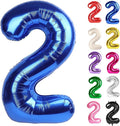Metallic Blue Number 2 Balloon 40 Inch, 2 Balloon Number, 2nd Birthday Decorations for Baby Girls Boys Toddlers