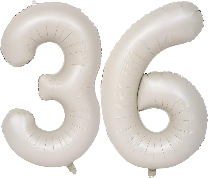40 In Cream white Number Balloons Helium Foil Mylar Balloon Birthday Party banquet Decoration Digital 36