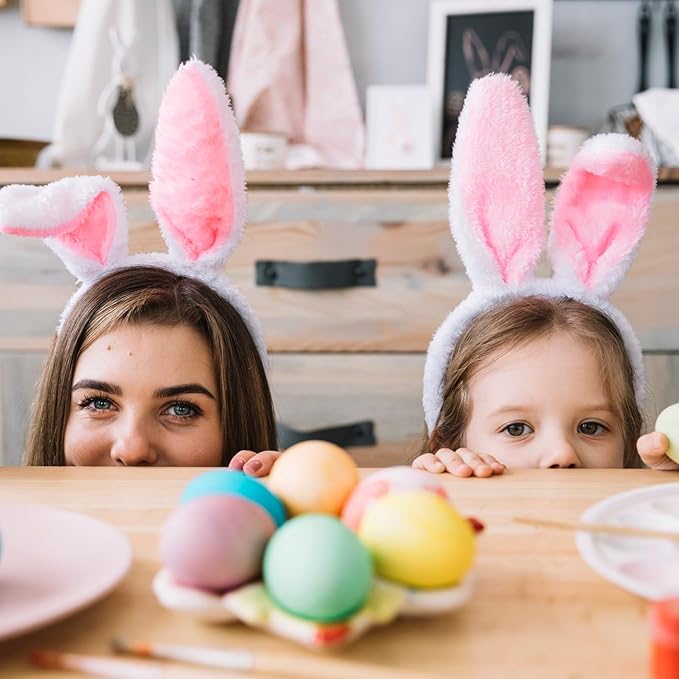 Max Fun 16Pcs Easter Bunny Ears Headband Rabbit Ears Headband Easter Plush Bunny Headband for Kid‘s Easter Party Favors