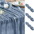Wokceer Dusty Blue Cheesecloth Table Runner Spring 3Pack 10FT Boho Gauze Easter Cheese Cloth Table Runner for Party Long Rustic Sheer Runners for Baby Bridal Shower Wedding