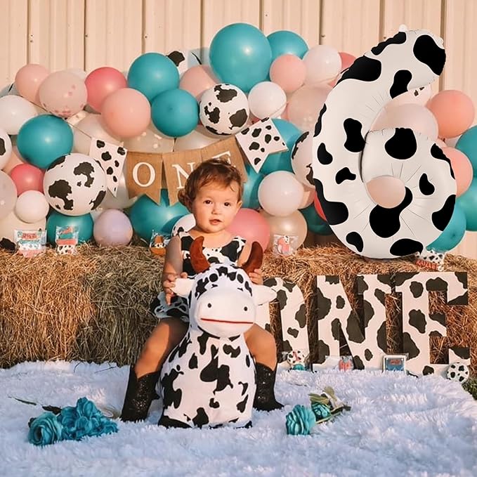 SINBEE Cow Print 40 inch Balloon, Number 6, for Birthday Decorations, Reusable, Unisex, Children's Party Decor