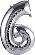 40 Inch Large Foil Helium Number Balloon Birthday Wedding Party 0-9 (Silver, 6)