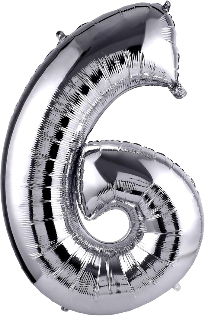 40 Inch Large Foil Helium Number Balloon Birthday Wedding Party 0-9 (Silver, 6)