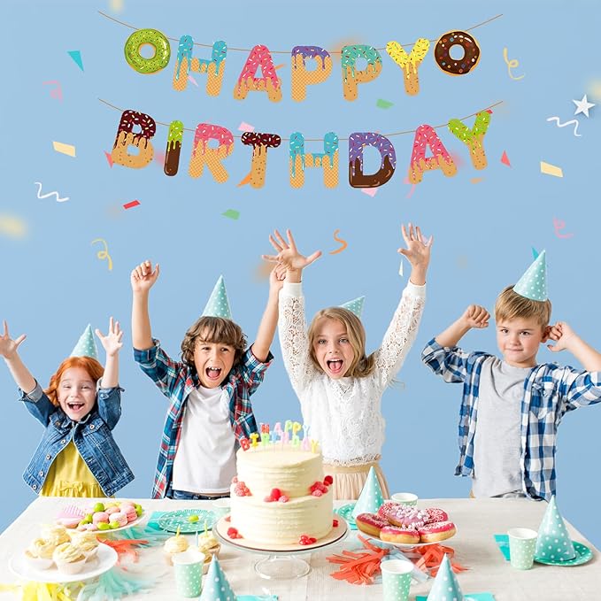 Donut Happy Birthday Banner Donut Theme Birthday Party Decorations Baby Shower Kids Birthday Party Decoration Supplies