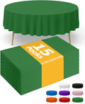 Green Plastic Table Cloth Round Table 15 Pack, 84'' Tablecloth for Round Tables, Table Cloth for Disposable Use, Table Cover for Holiday Party, Gathering
