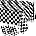 3 Pack Black and White Gingham Tablecloth Rectangular Buffalo Checkered Tablecloths Disposable Plastic Plaid Table Cover for Parties, Outdoor Picnic, Birthday, Wedding, Camping 54 × 108 Inch