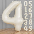 Cream Number 4 Balloons – 40 Inch Giant Foil Number Balloon, Light Cream Number Balloon for Birthday Anniversary Baby Shower Party Decorations