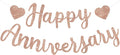BEISHIDA Rose Gold Happy Anniversary Banner, Pre-Strung - Rose Gold Glitter Happy Anniversary Banner，NO DIY - Rose Gold Glitter Happy Anniversary Garland, Rose Gold Happy Anniversary Sign for Anniversary Wedding Party Decorations & Decor