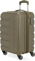 SwissGear 7366 Signature Hardside Expandable Luggage with Spinner Wheels, TSA Lock, Cup-Holder, Olive Branch, Carry-On 19-Inch