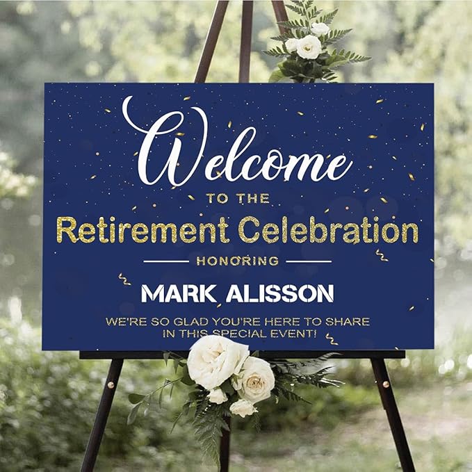 Personalized Retirement Yard Sign, Personalized Lawn Decoration for Happy Retirement Celebration, Outdoor Welcome Board for Party Entrance, Event Decor for Coworker Farewell Party, 12x18 Inch #4