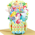 FaCraft Easter Pop Up Cards - Pop Up Easter Greeting Cards for Kids Adults with Golden Envelope, Spring Gift for Daughter Son Friend Family Grandson Granddaughter (3D Bunny & Chick Design)